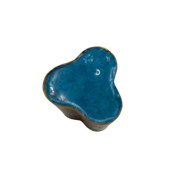 VTG Asian Cloisonné Enamel Trefoil Shape Curiosity Piece with Lid Floral Design - Picture 7 of 10